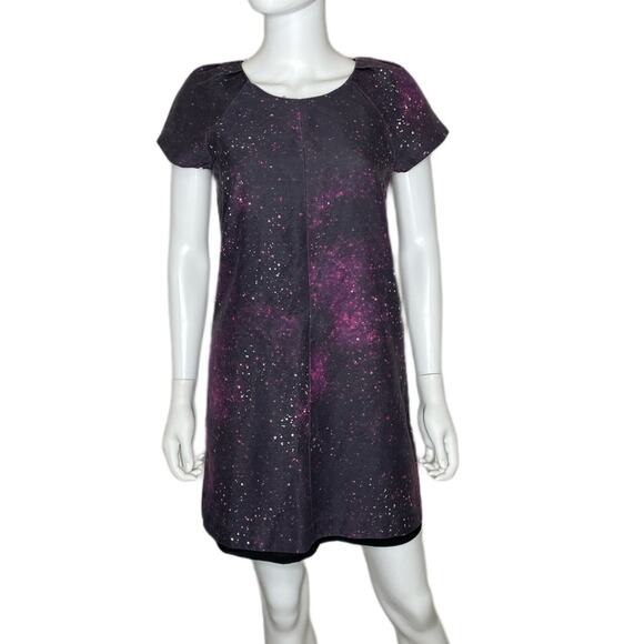 Club Monaco Women's Silk Ophelia Galaxy Print Constellation Shift Dress sz 4 - Picture 2 of 7